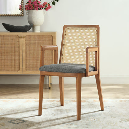 Monarch Beech Wood and Rattan Dining Armchair by Modway