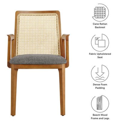 Monarch Beech Wood and Rattan Dining Armchair by Modway