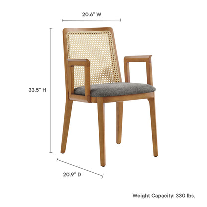 Monarch Beech Wood and Rattan Dining Armchair by Modway