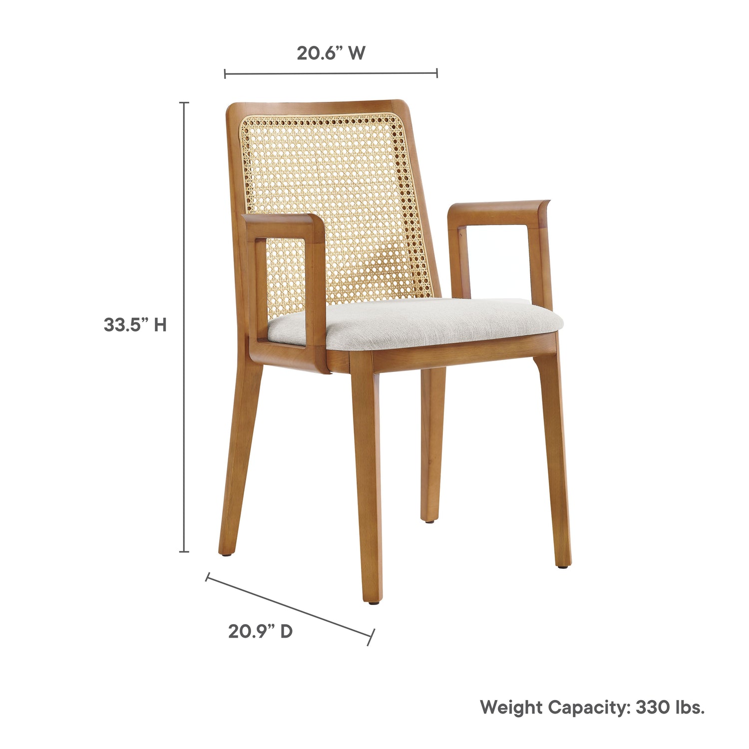 Monarch Beech Wood and Rattan Dining Armchair by Modway