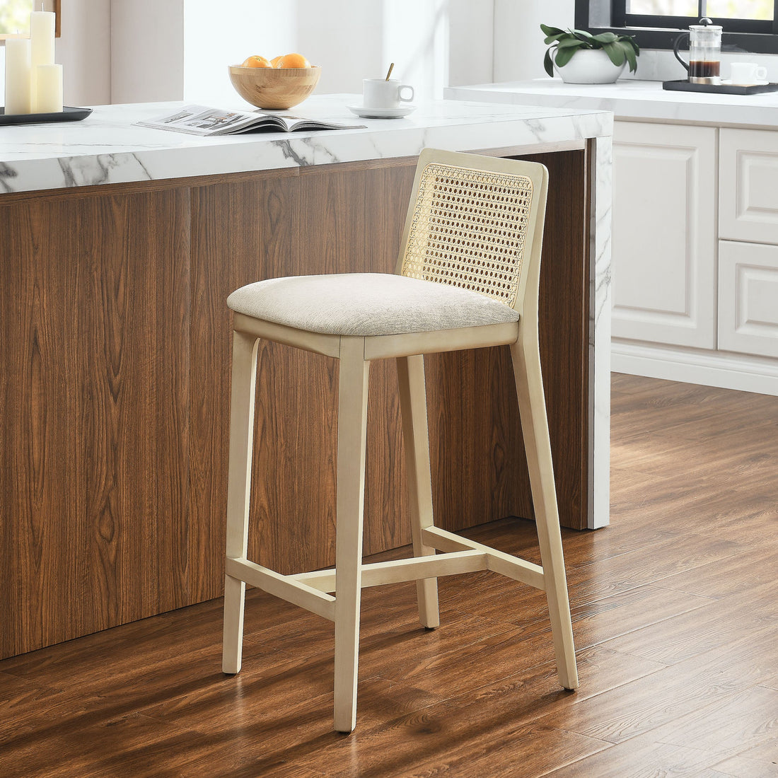 Monarch Beech Wood and Rattan Counter Stool by Modway