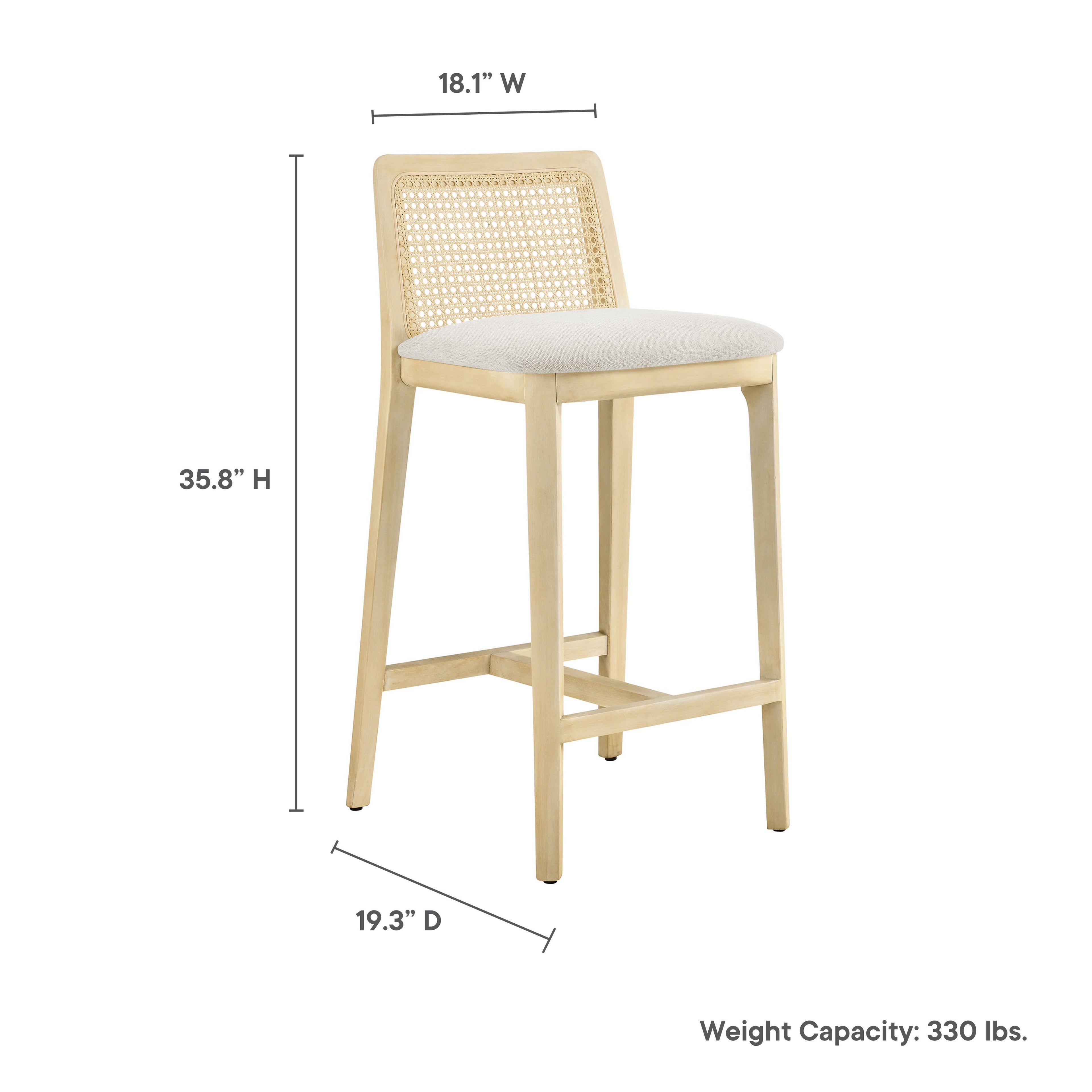 Monarch Beech Wood and Rattan Counter Stool By HouseBean