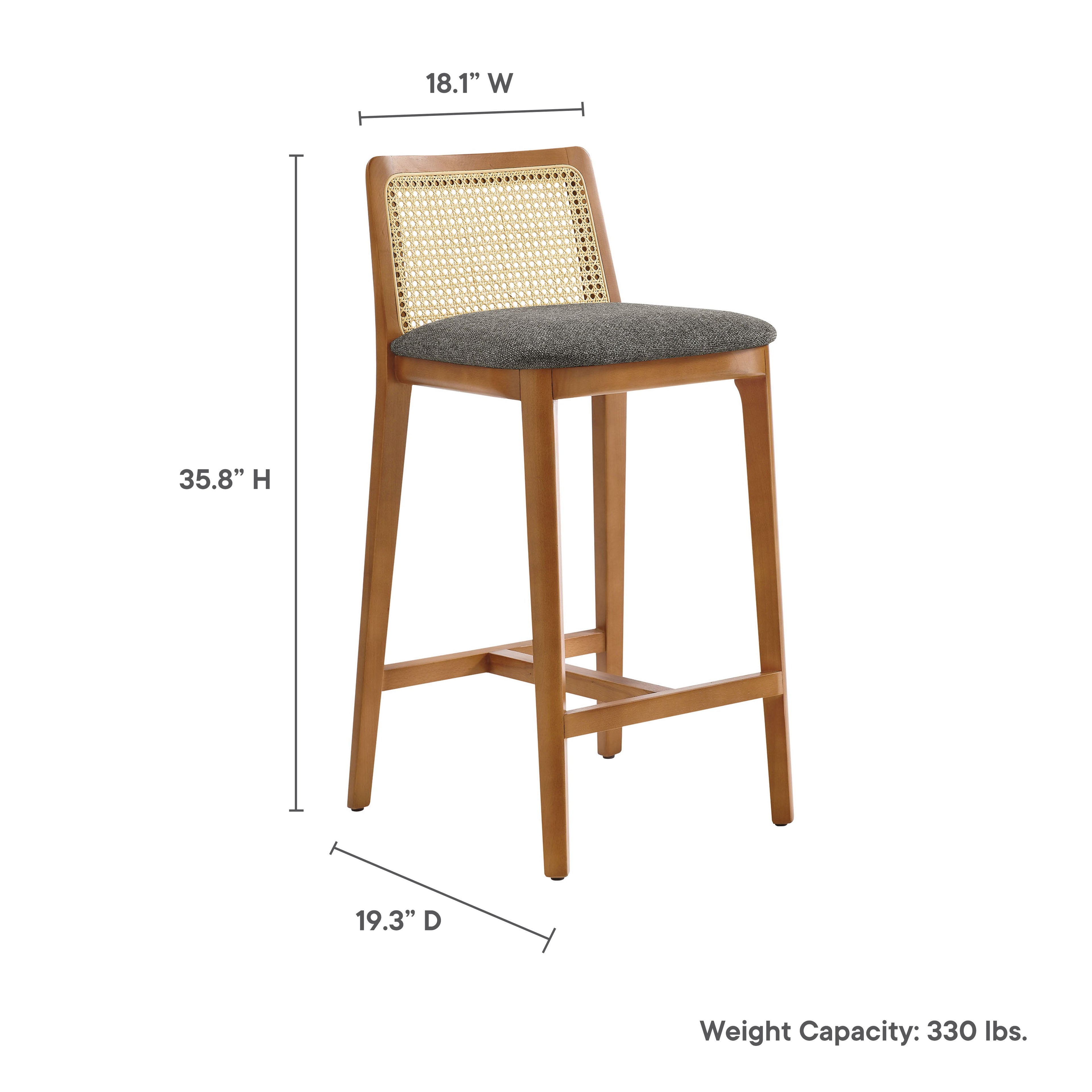 Monarch Beech Wood and Rattan Counter Stool By HouseBean