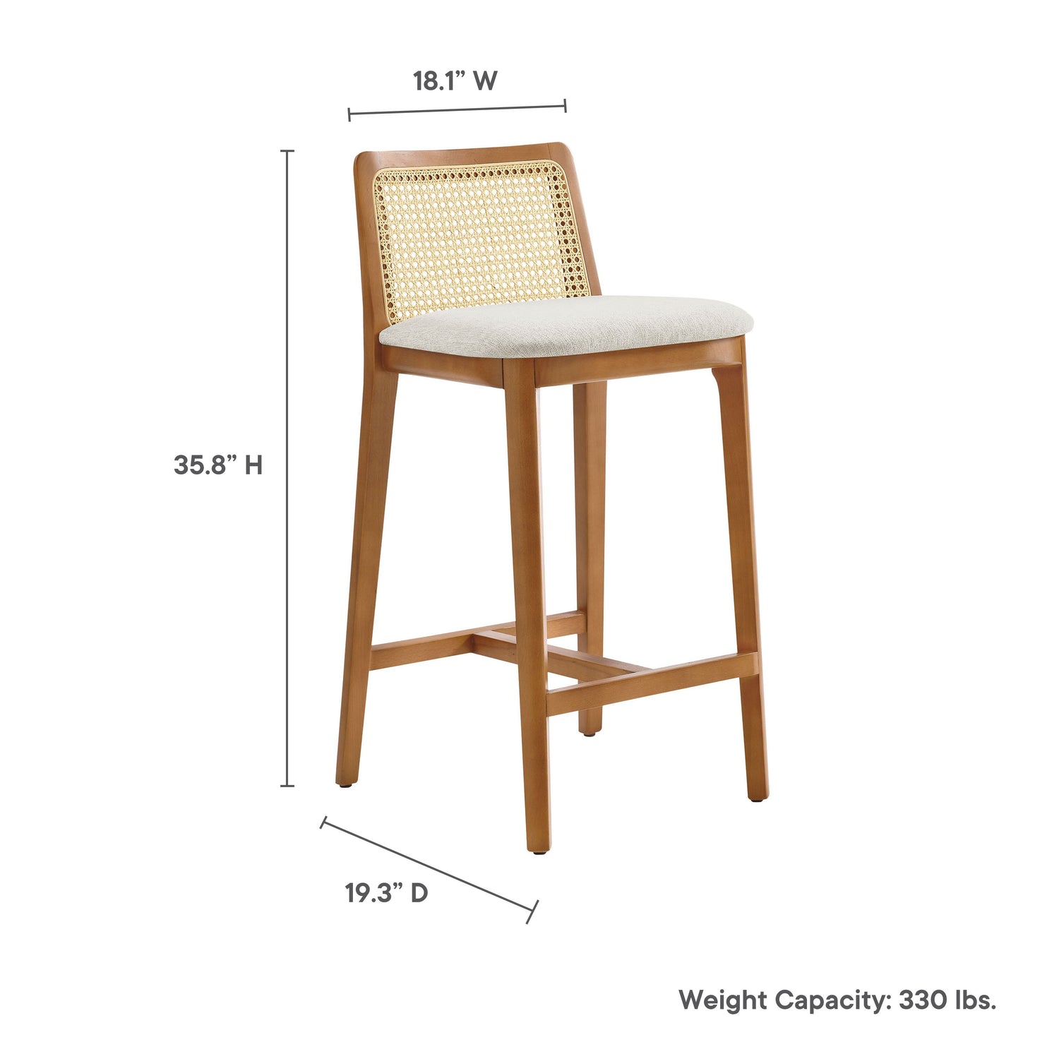 Monarch Beech Wood and Rattan Counter Stool By HouseBean