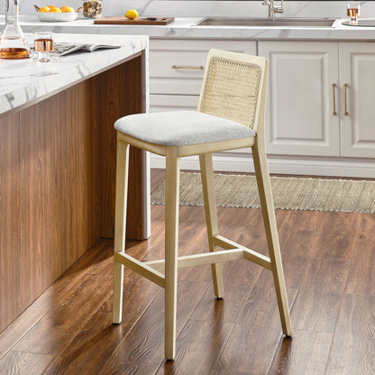 Monarch Wood and Rattan Bar Stool By HouseBean