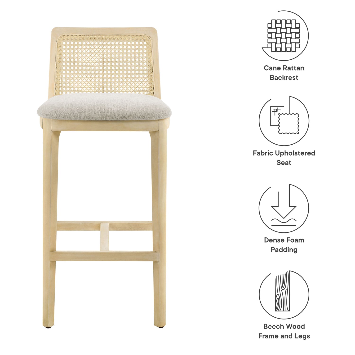 Monarch Wood and Rattan Bar Stool By HouseBean