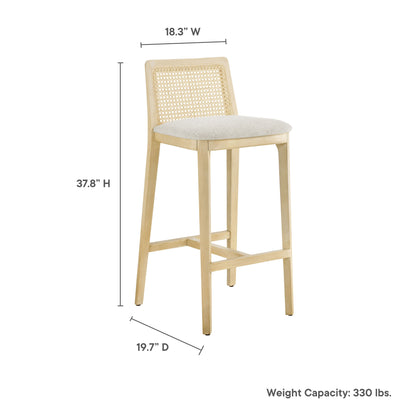 Monarch Wood and Rattan Bar Stool By HouseBean