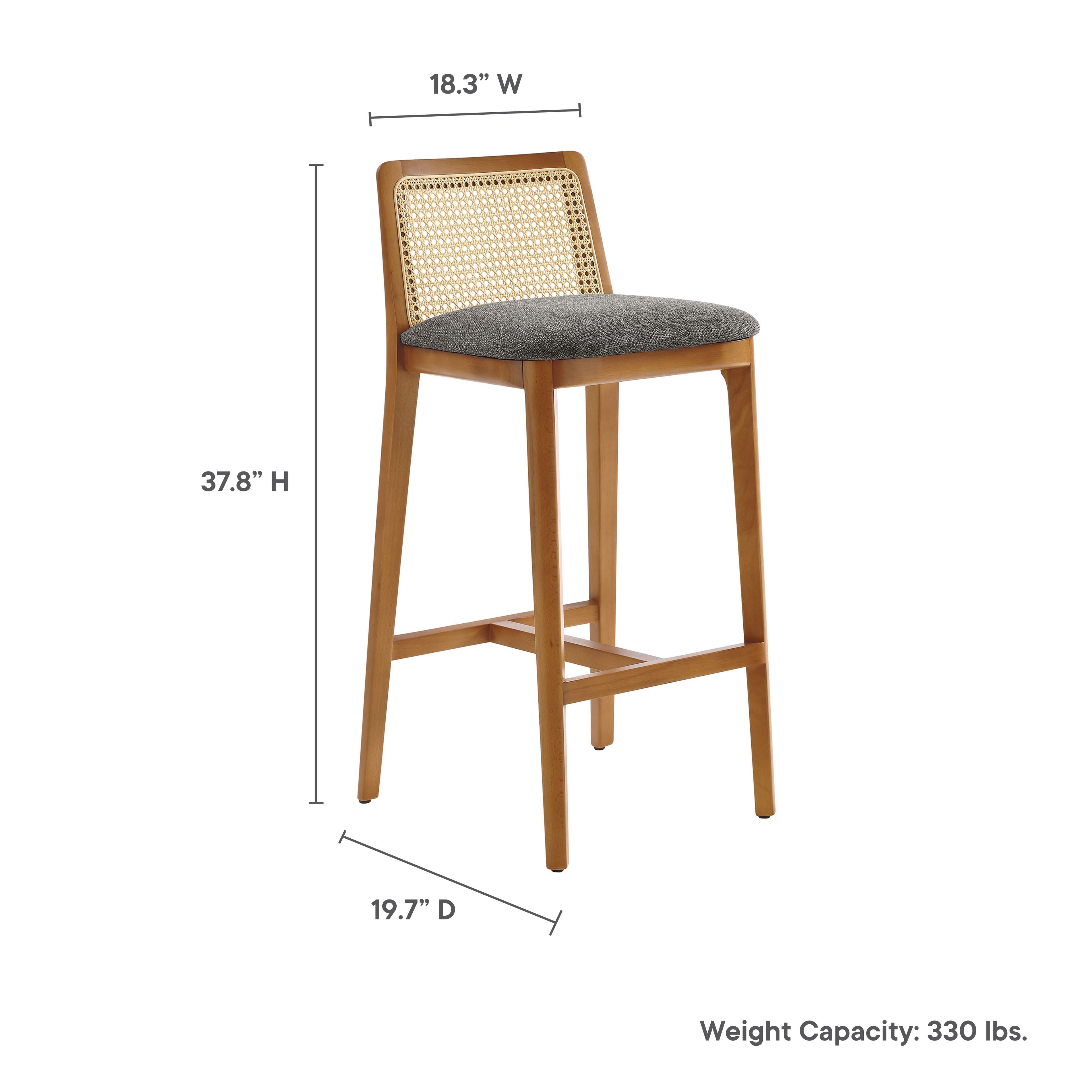 Monarch Wood and Rattan Bar Stool By HouseBean