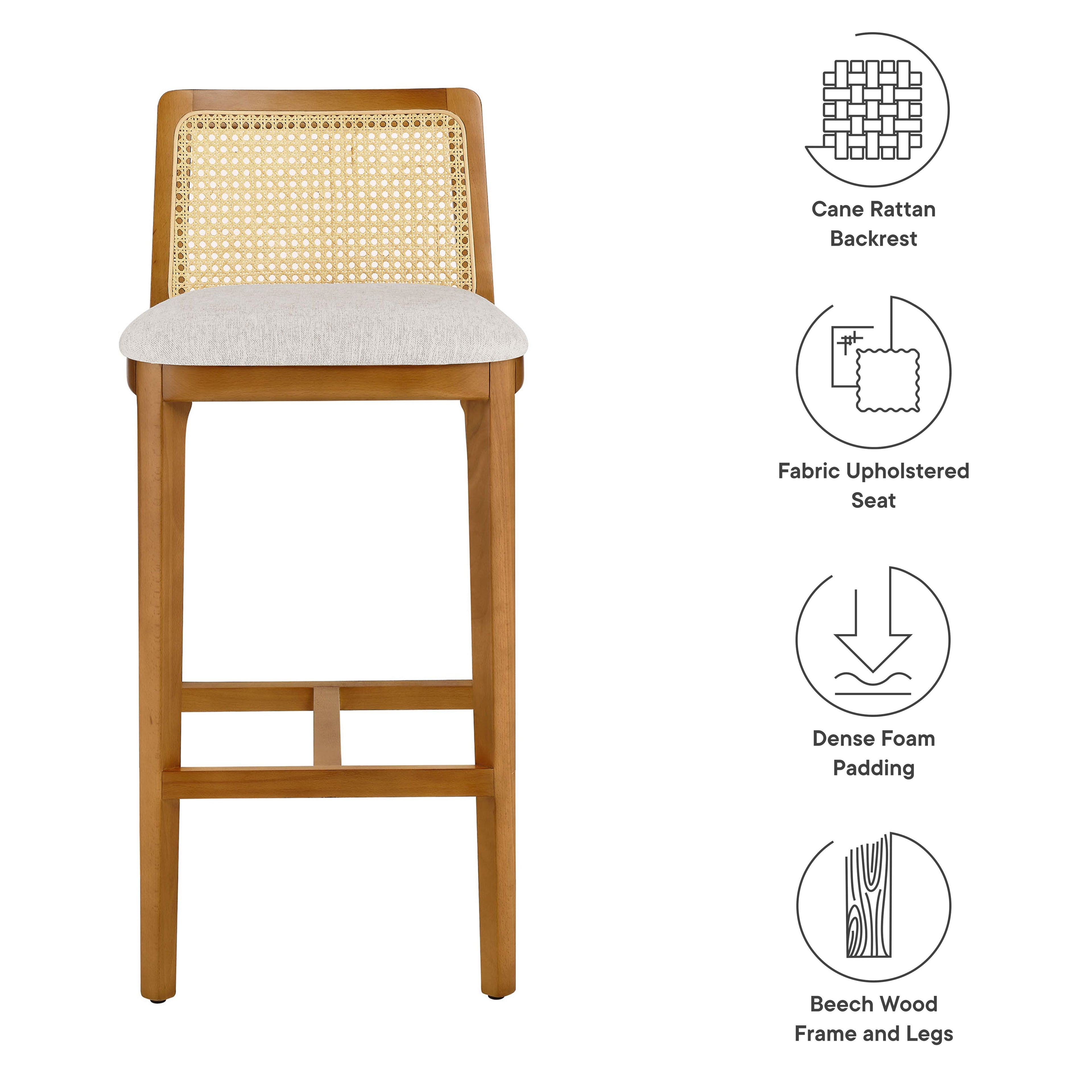 Monarch Wood and Rattan Bar Stool By HouseBean