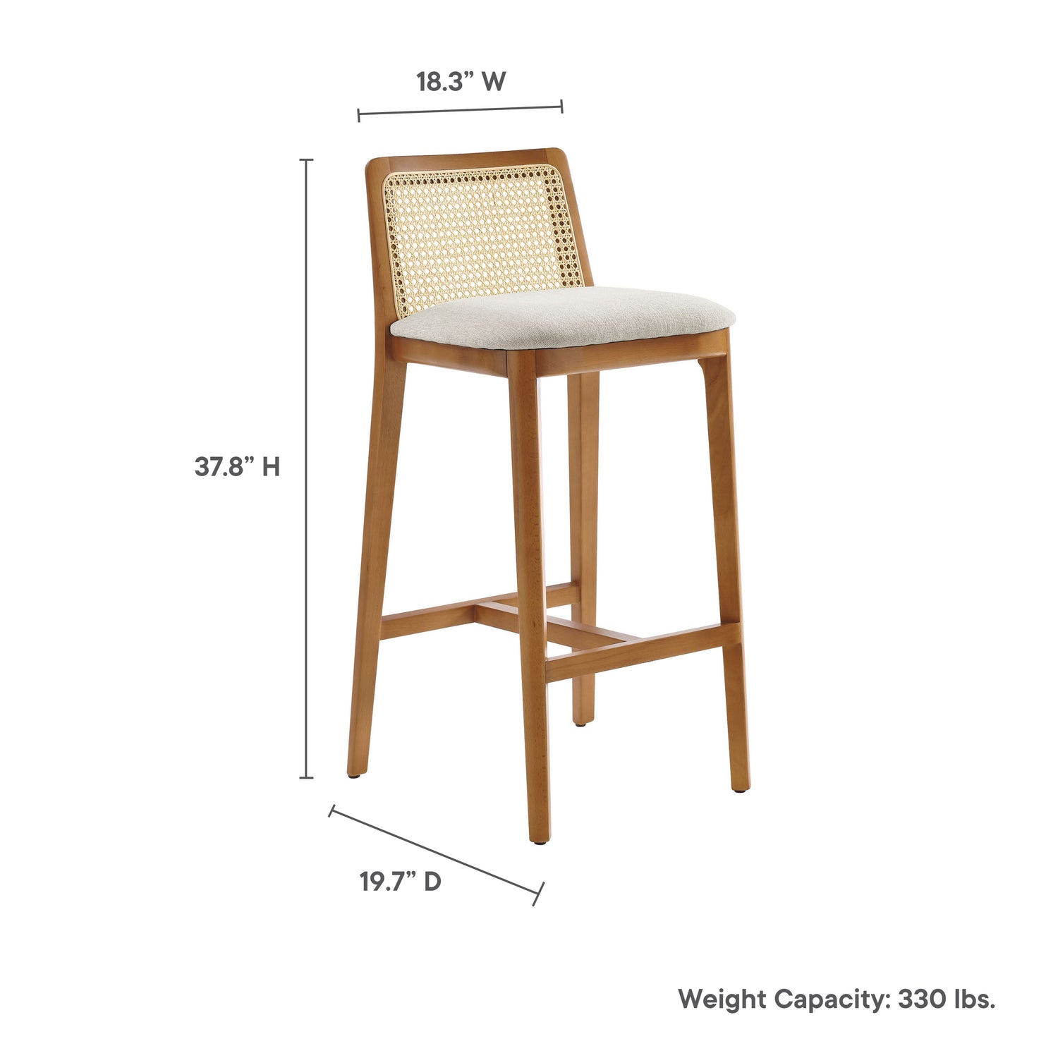 Monarch Wood and Rattan Bar Stool By HouseBean