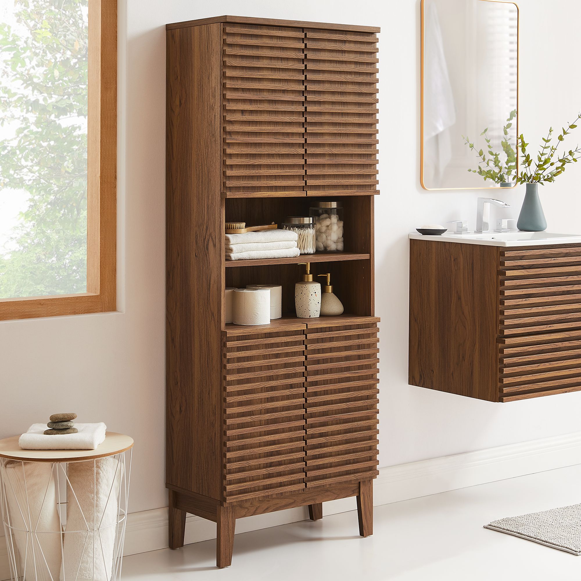 Render Tall Bathroom Storage Cabinet By HouseBean