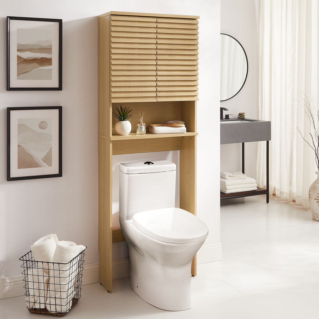 Render Over the Toilet Bathroom Storage Cabinet by Modway