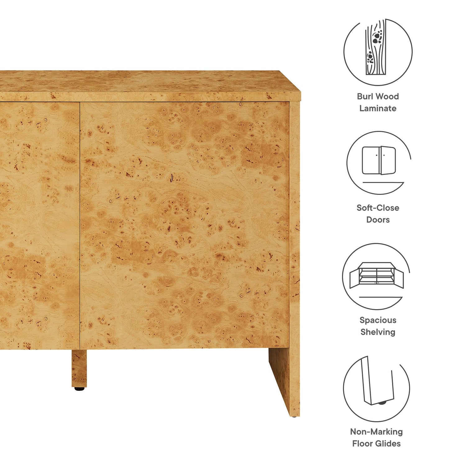 Hudson  40&quot; Burl Wood  Sideboard