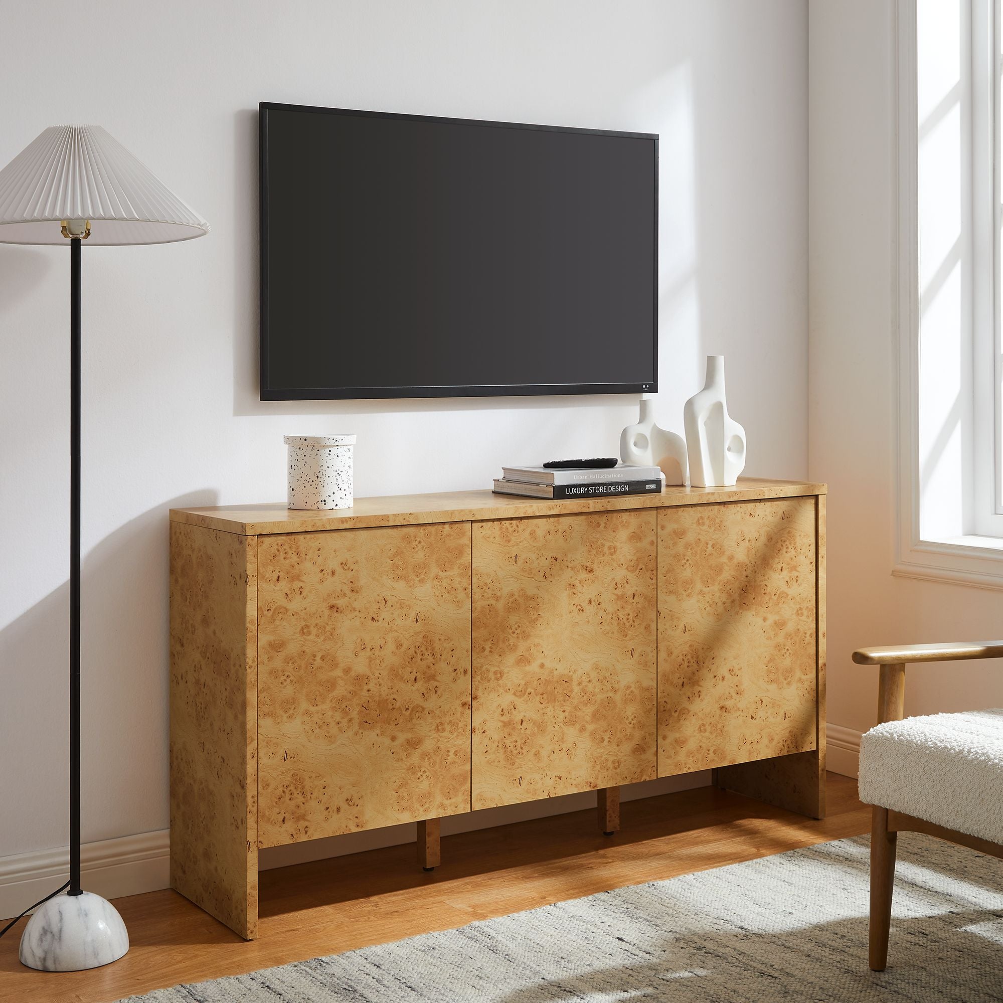 Hudson  60&quot; Burl Wood  Sideboard