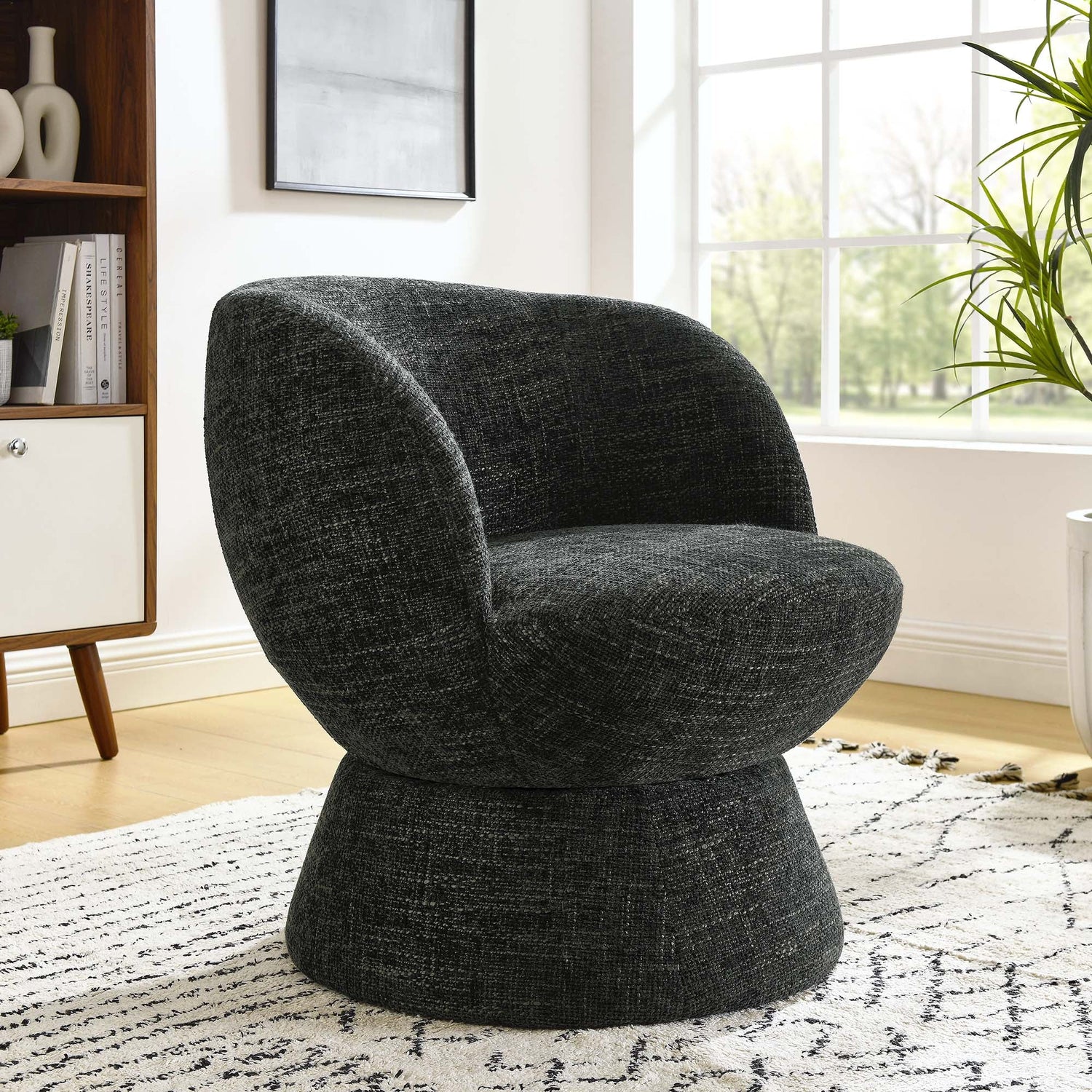 Vesta  Chenille Fabric Upholstered Swivel Chair