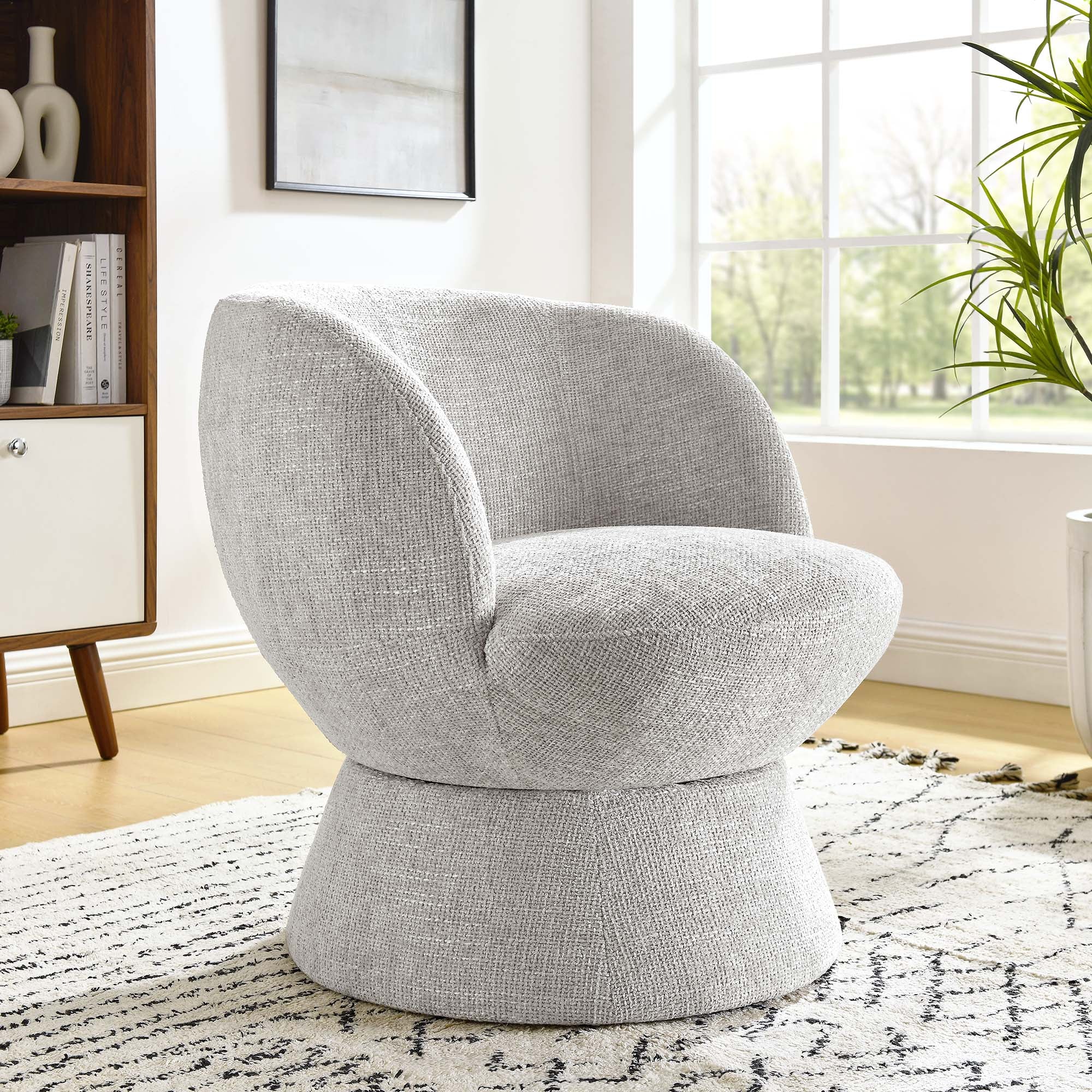 Vesta  Chenille Fabric Upholstered Swivel Chair