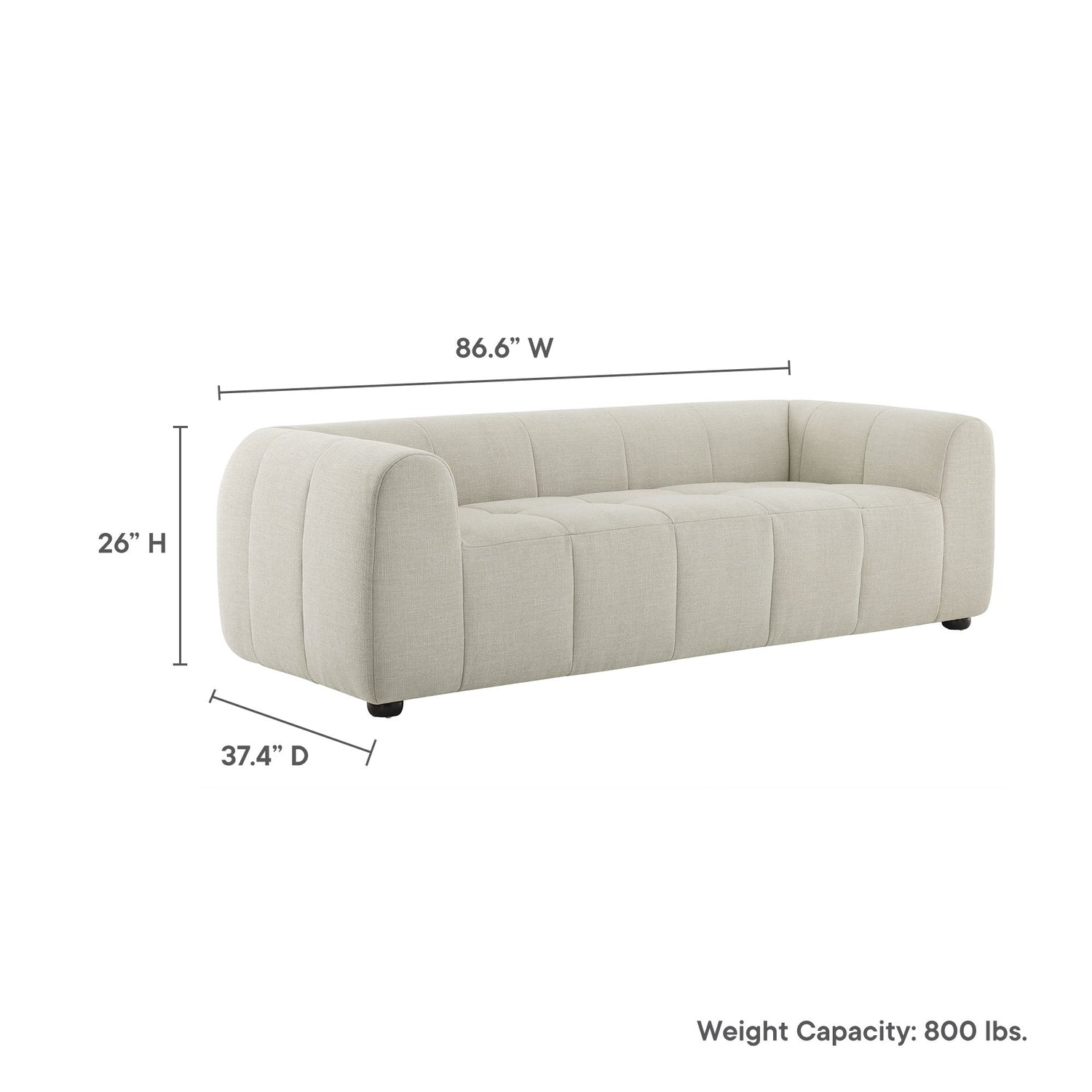 Liana   Upholstered Fabric Sofa
