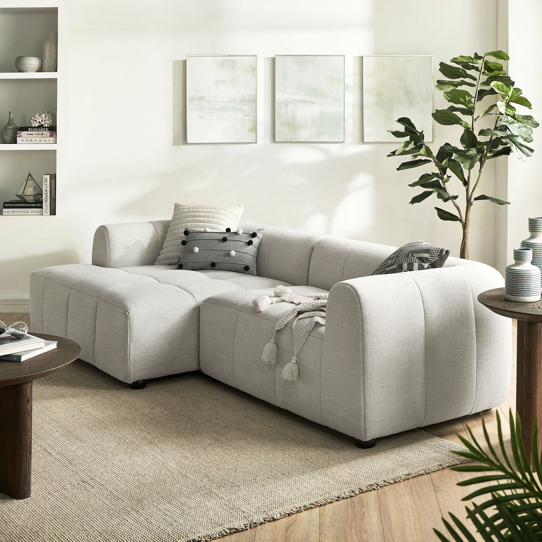 Liana  Left-Facing Upholstered Fabric Modular Sofa with Chaise