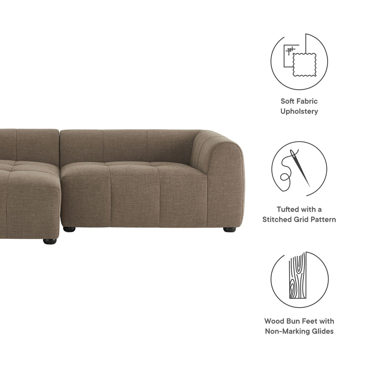 Liana  Left-Facing Upholstered Fabric Modular Sofa with Chaise