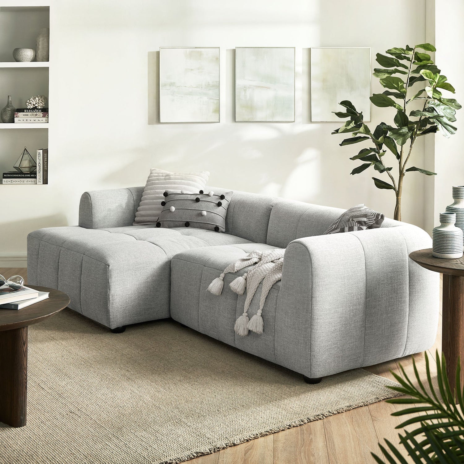 Liana  Left-Facing Upholstered Fabric Modular Sofa with Chaise