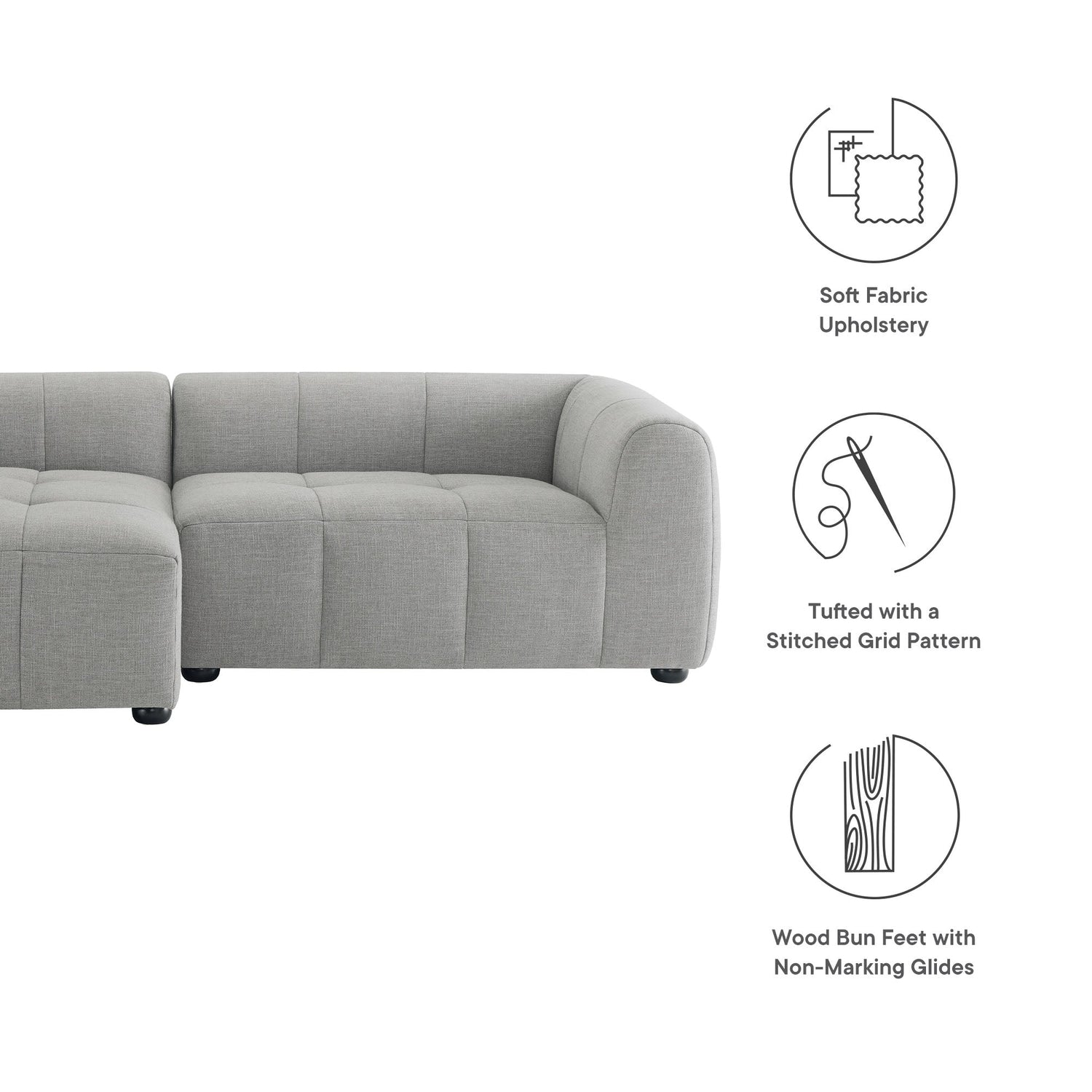 Liana  Left-Facing Upholstered Fabric Modular Sofa with Chaise