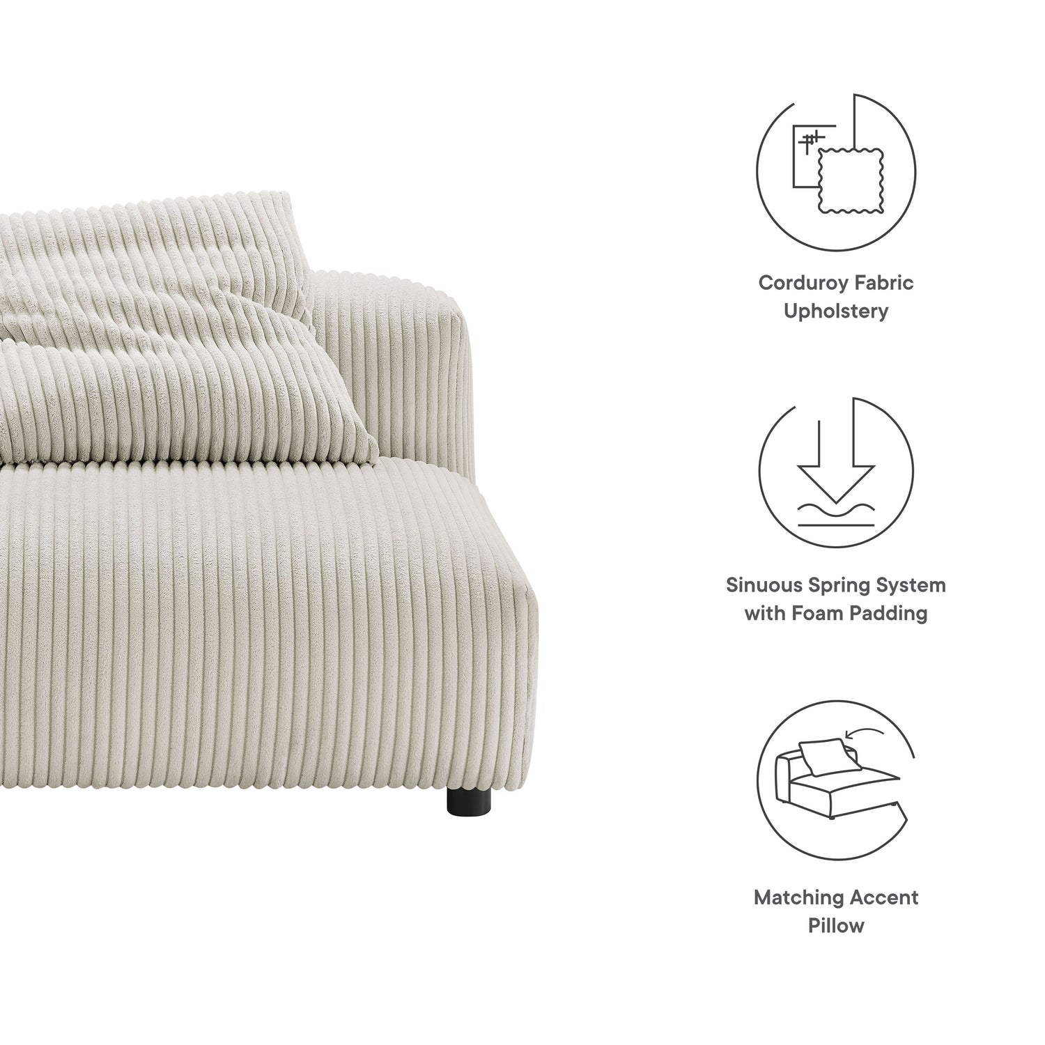 Solace  Modular Corduroy Upholstered Armless Chair