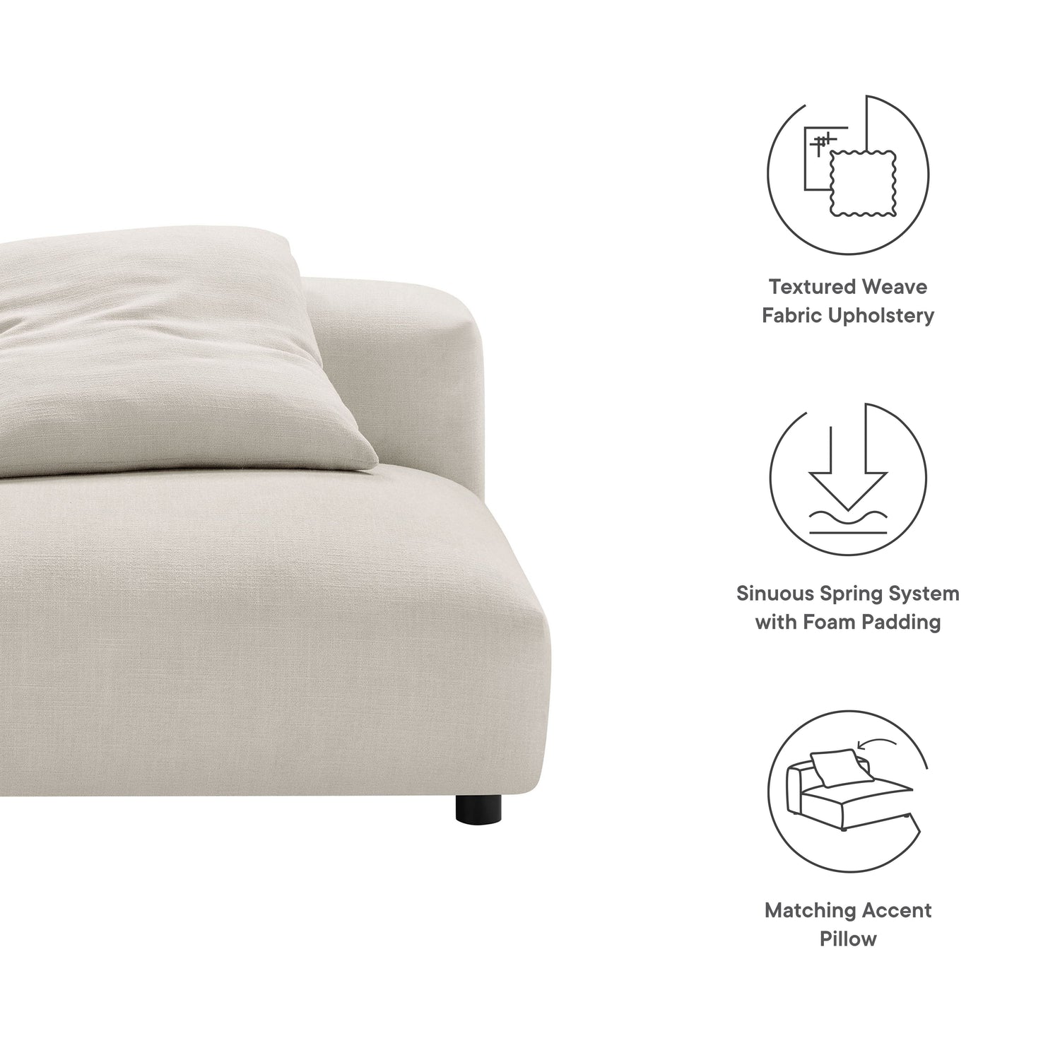 Solace  Modular Upholstered Fabric Armless Chair