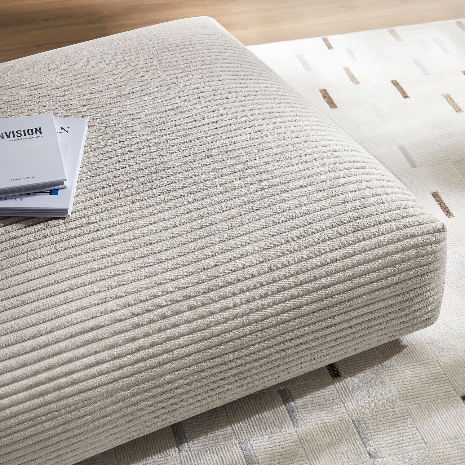 Solace  Modular Corduroy Upholstered Ottoman