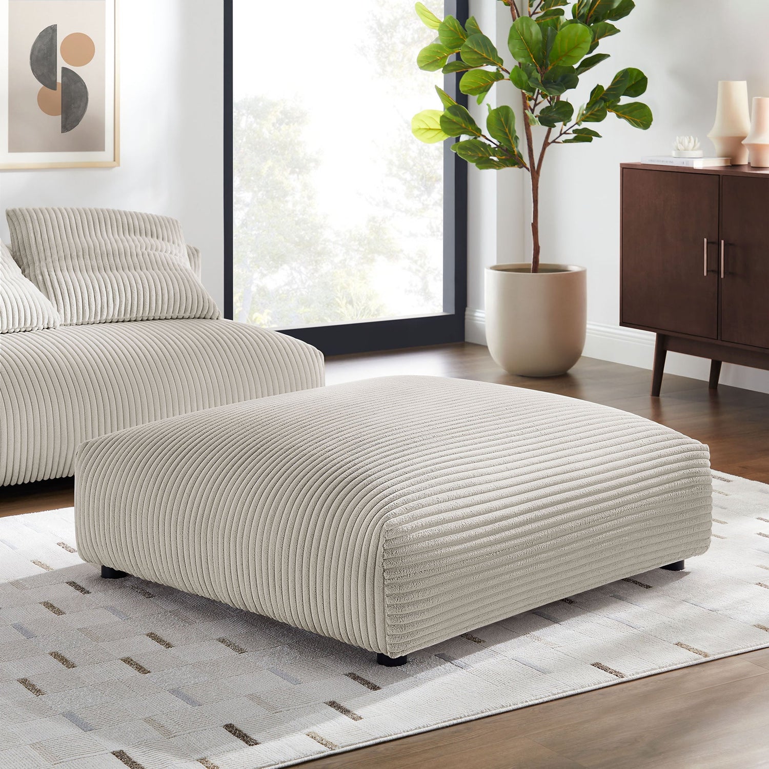 Solace  Modular Corduroy Upholstered Ottoman