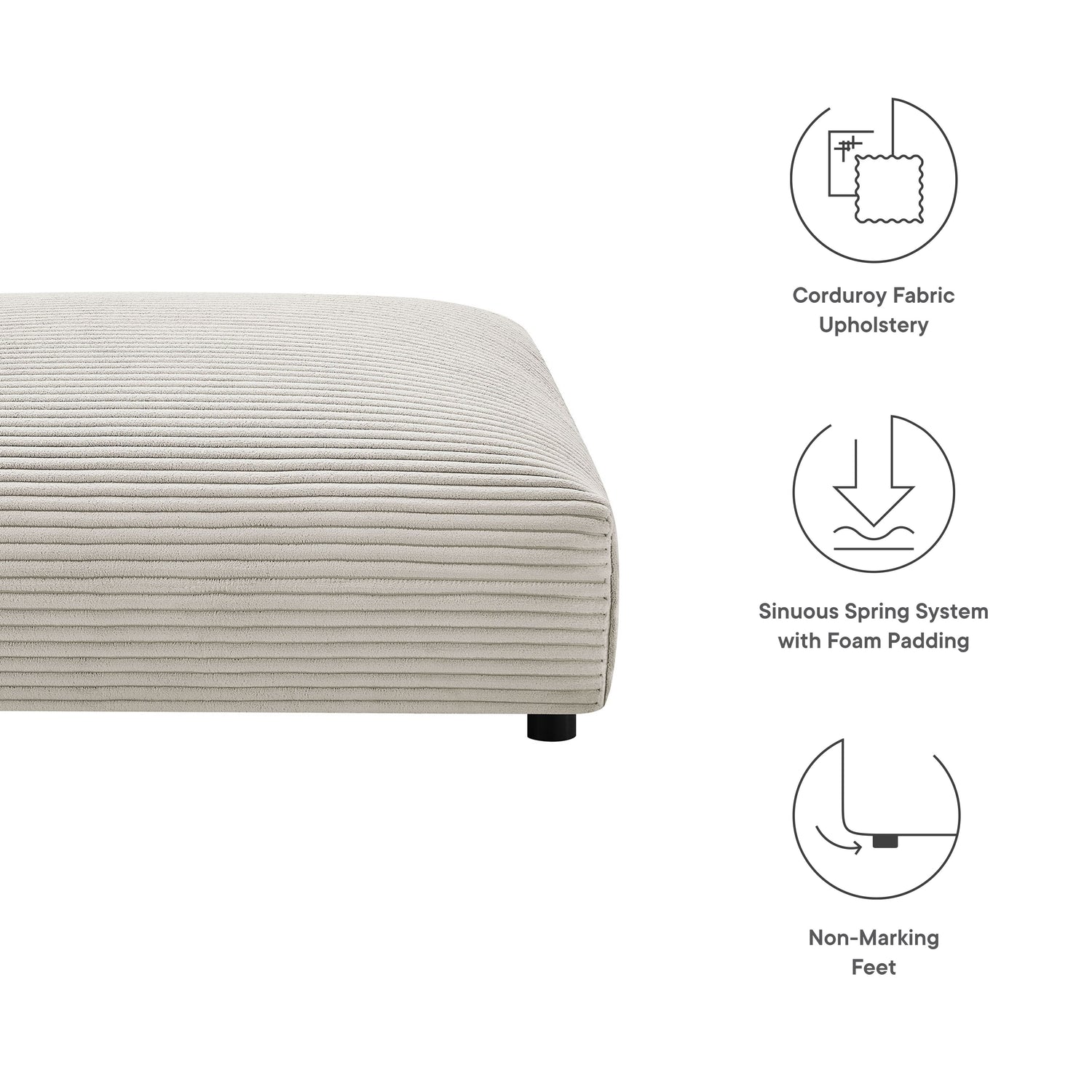 Solace  Modular Corduroy Upholstered Ottoman
