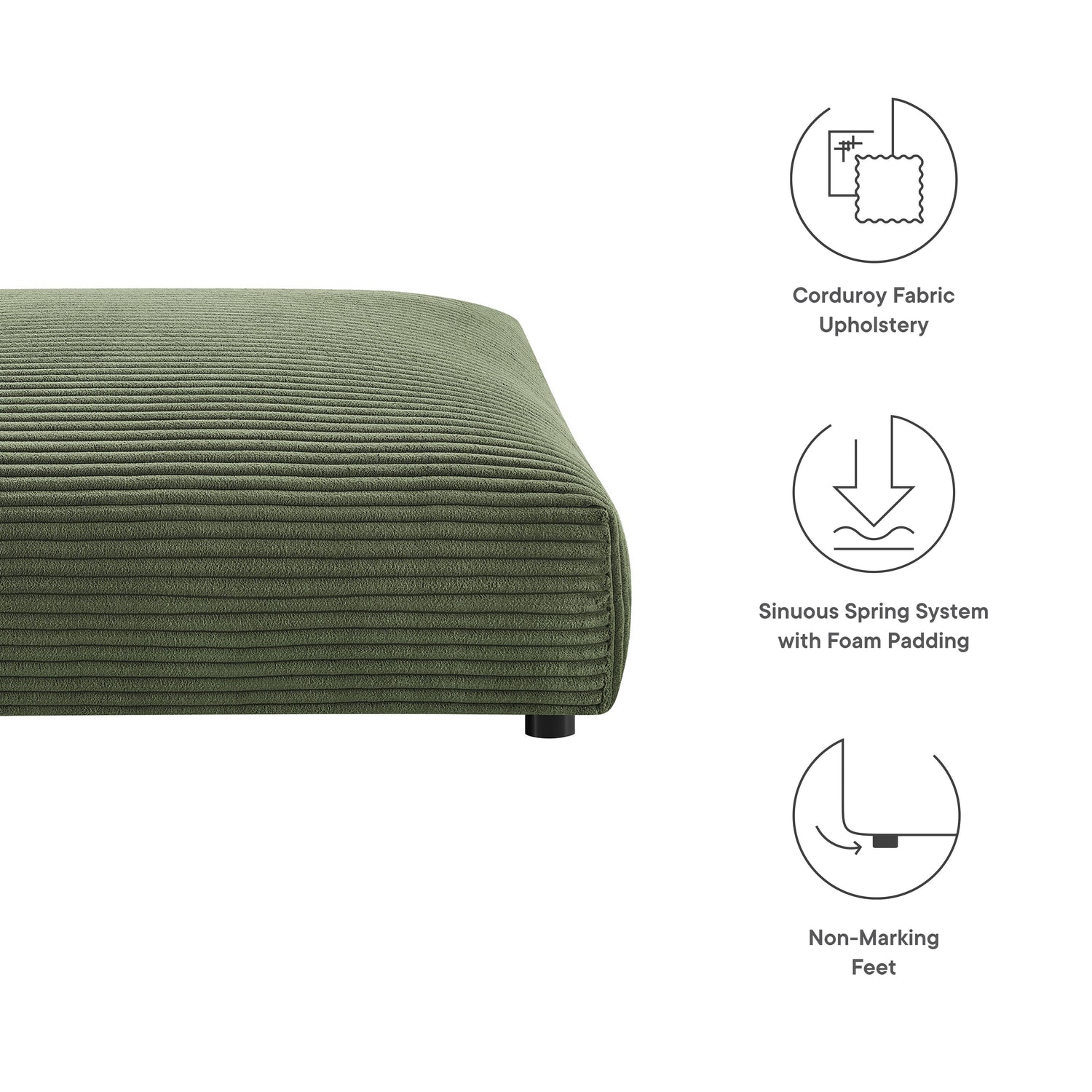 Solace  Modular Corduroy Upholstered Ottoman