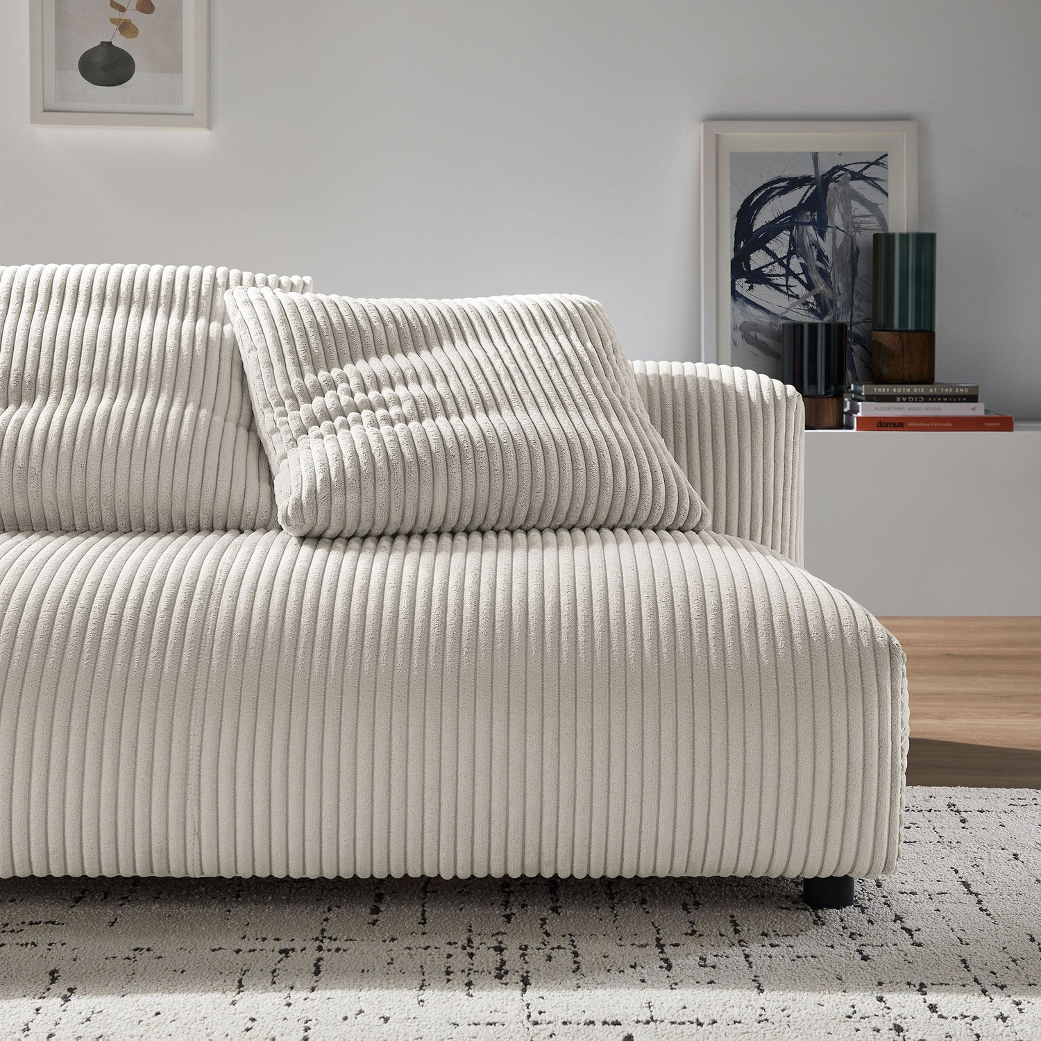 Solace  Modular Corduroy Upholstered Armless Loveseat