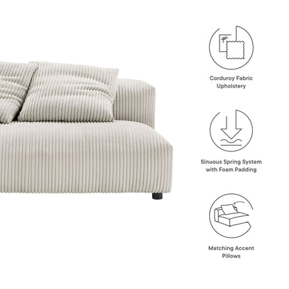 Solace  Modular Corduroy Upholstered Armless Loveseat