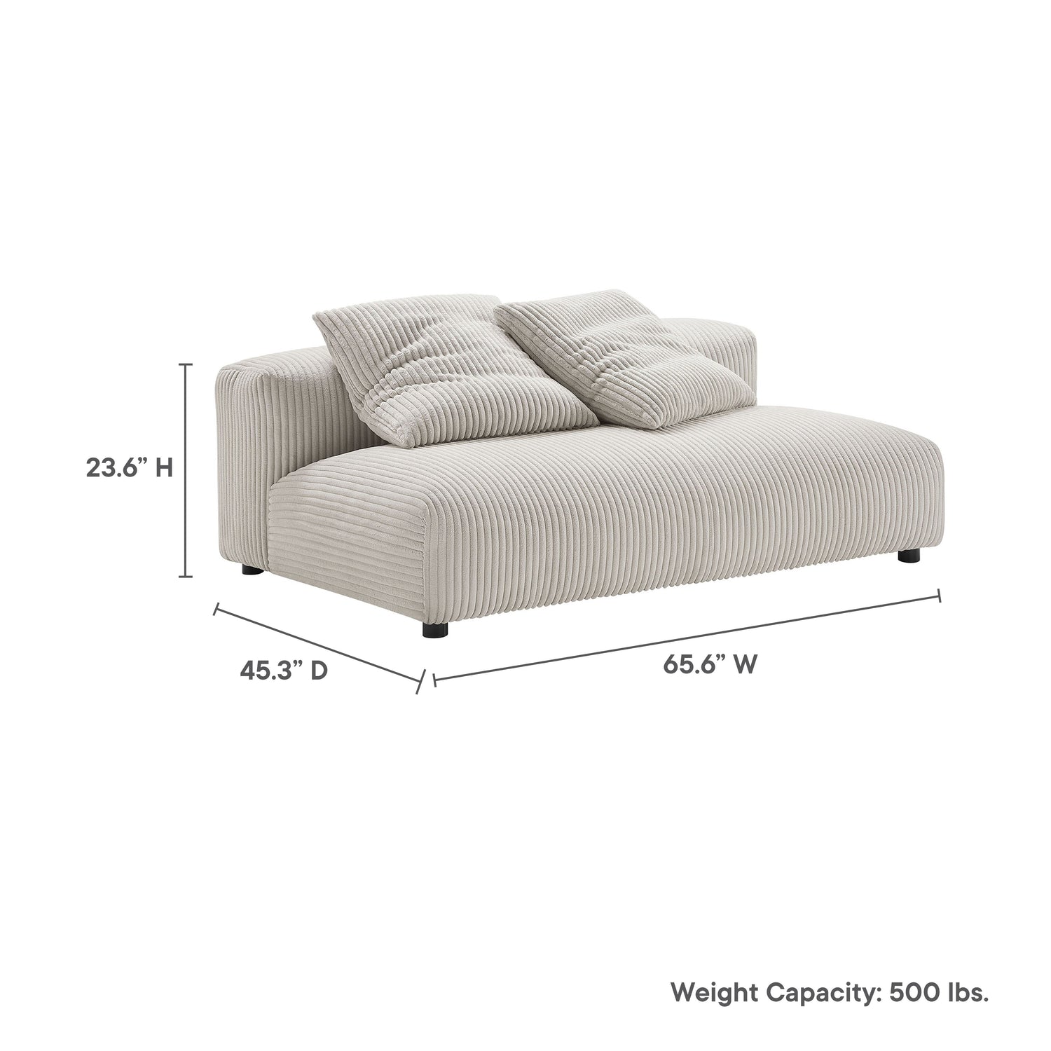 Solace  Modular Corduroy Upholstered Armless Loveseat