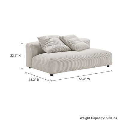 Solace  Modular Corduroy Upholstered Armless Loveseat