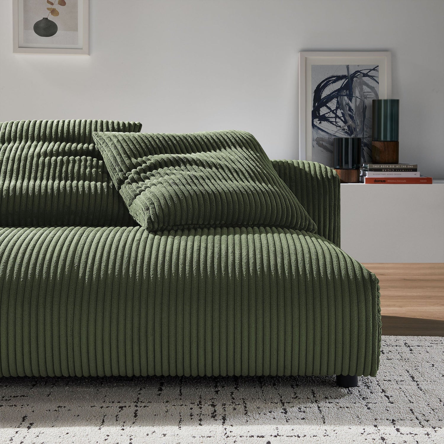 Solace  Modular Corduroy Upholstered Armless Loveseat