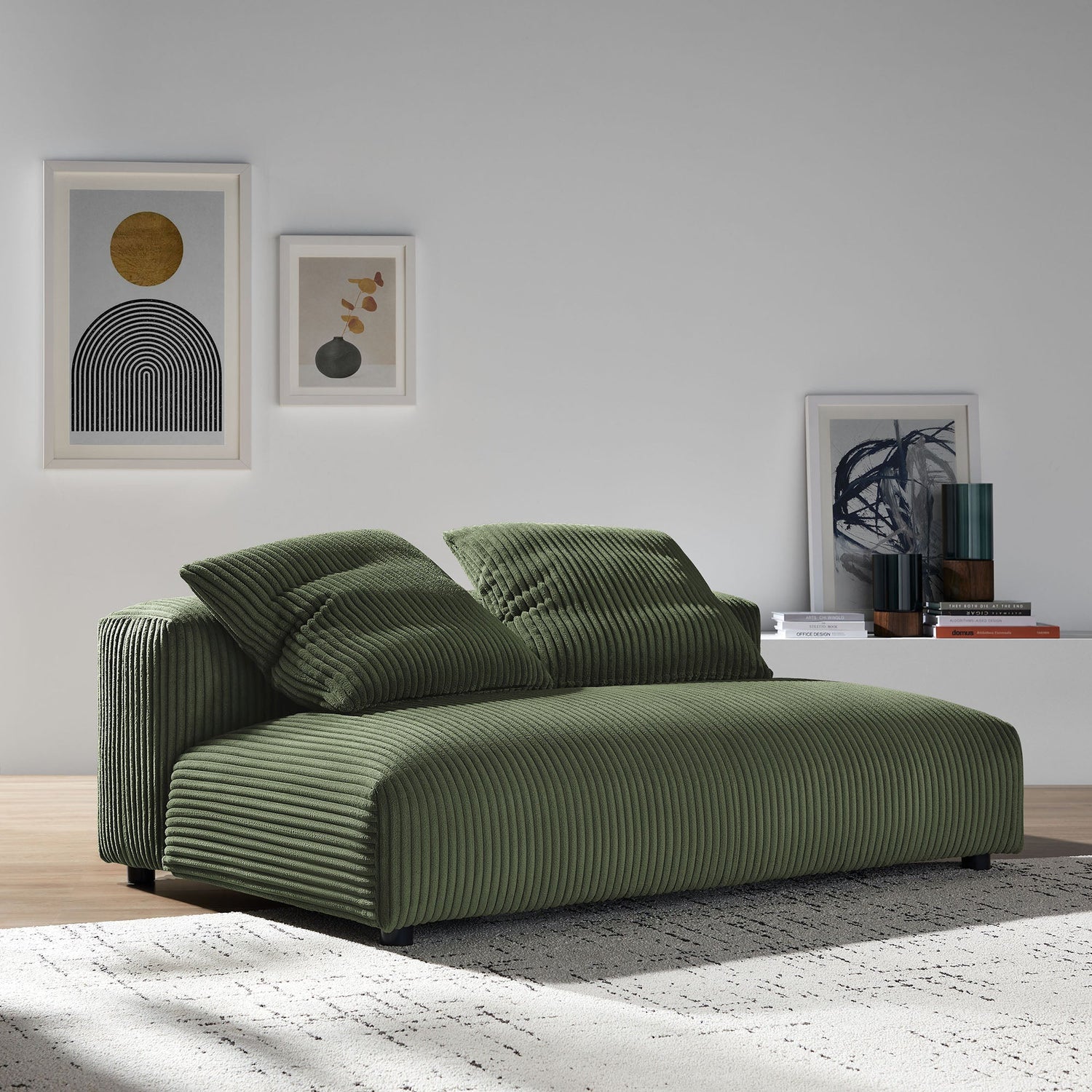 Solace  Modular Corduroy Upholstered Armless Loveseat