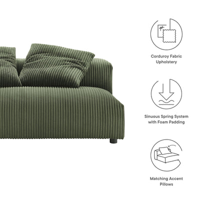 Solace  Modular Corduroy Upholstered Armless Loveseat