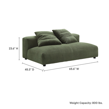 Solace  Modular Corduroy Upholstered Armless Loveseat