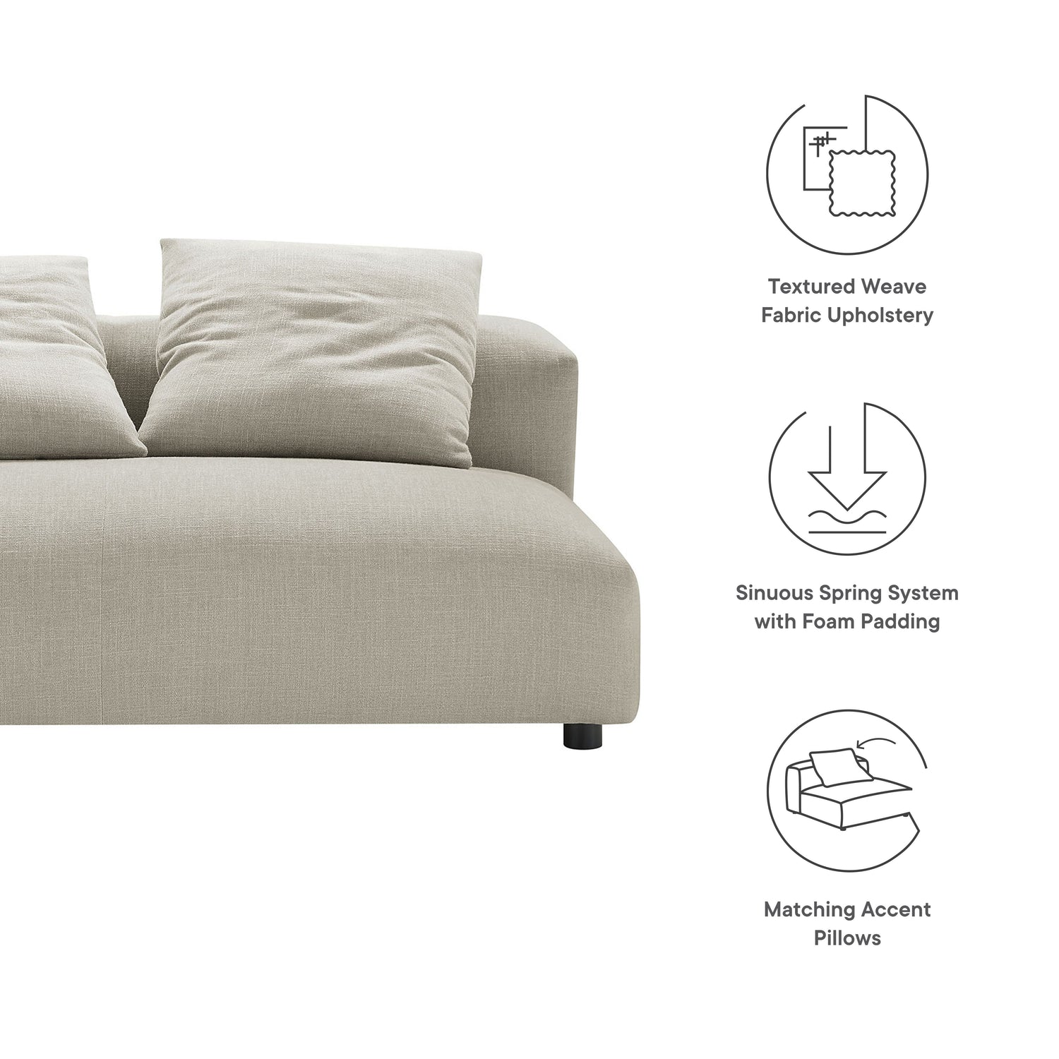 Solace  Modular Upholstered Fabric Armless Loveseat