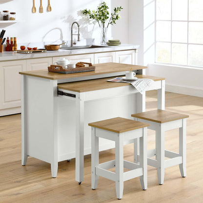 Farmstead 3-Piece Kitchen Island and Stool Set By HouseBean