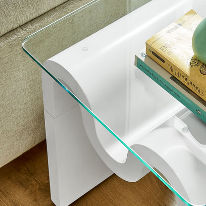 Ondine Glass Top Side Table By HouseBean