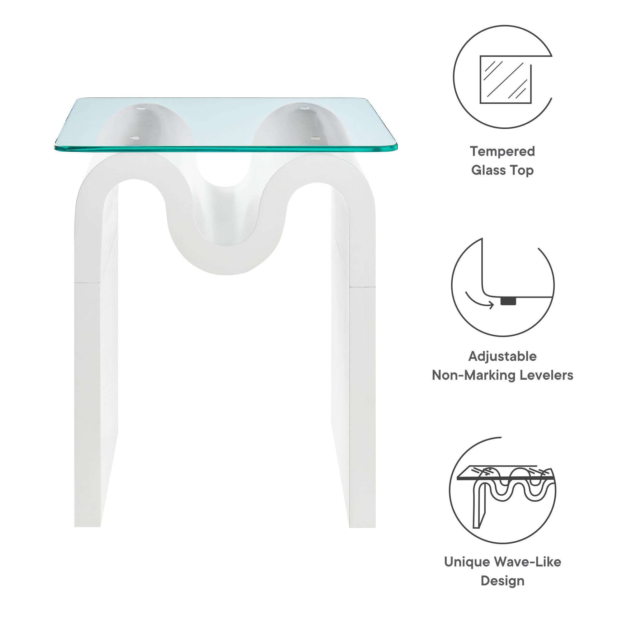 Ondine Glass Top Side Table By HouseBean