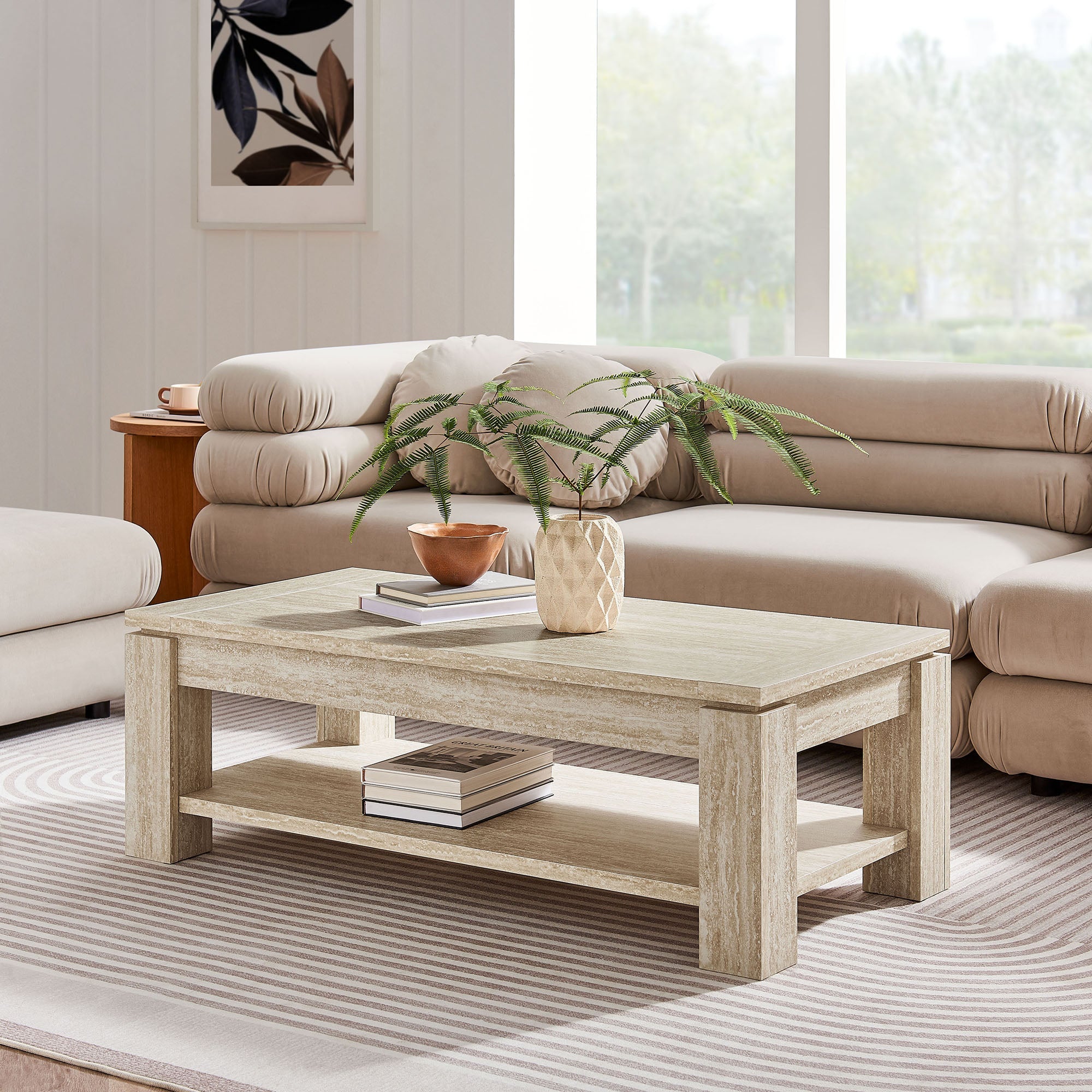 Hollis Travertine Coffee Table By HouseBean