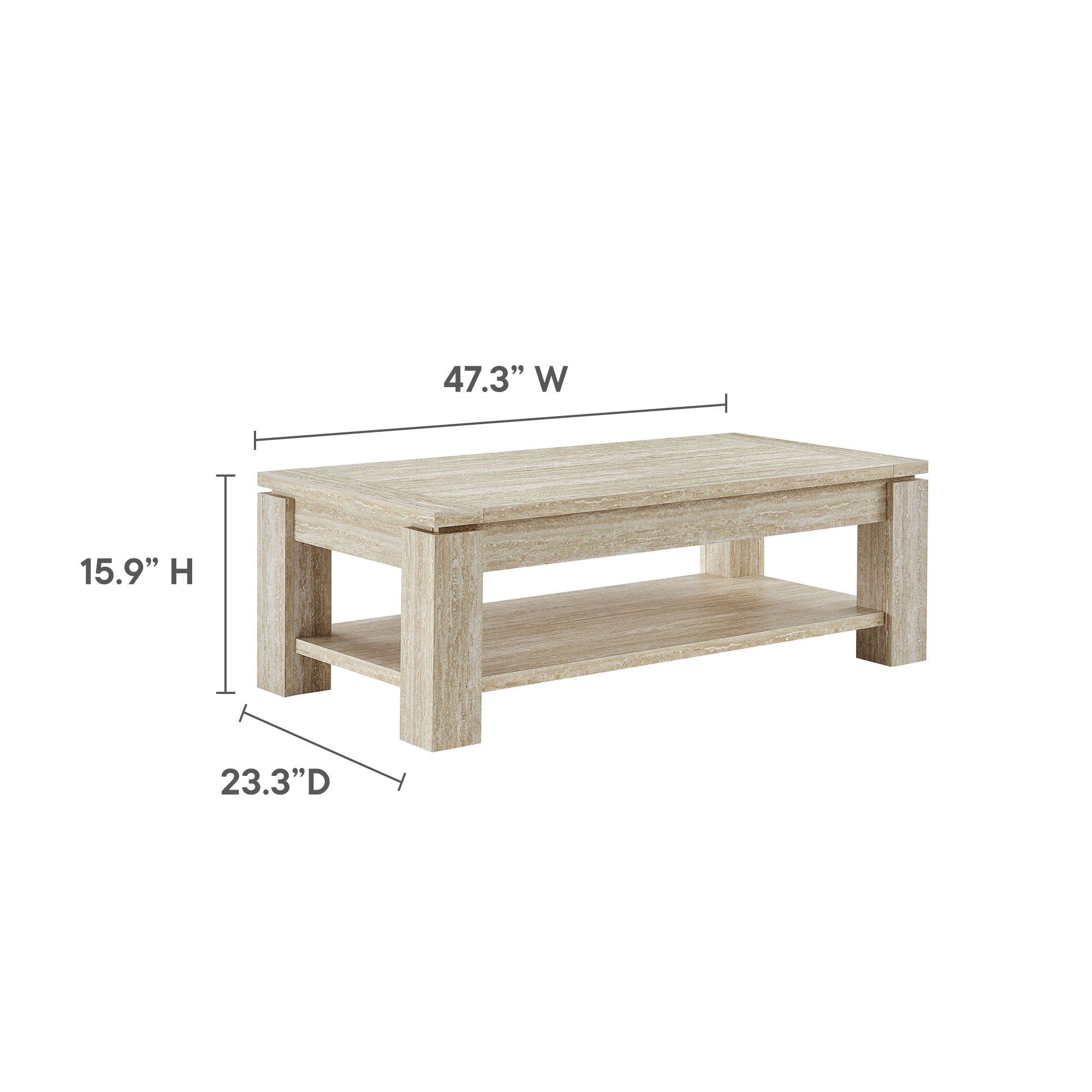 Hollis Travertine Coffee Table By HouseBean