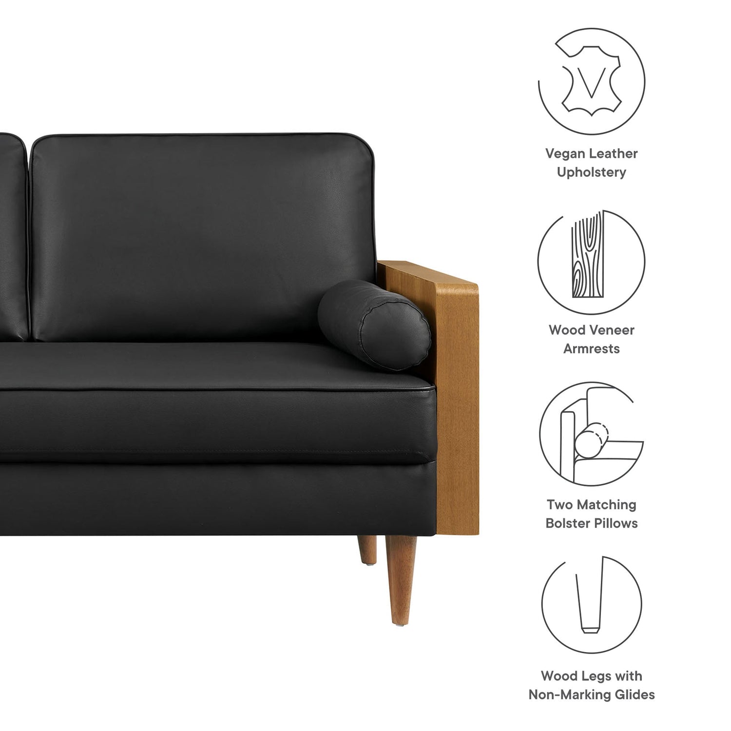 Kellan Vegan Leather Loveseat By HouseBean