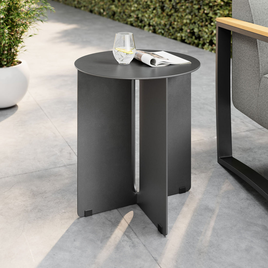 Tecton Outdoor Patio Aluminum Side Table By HouseBean