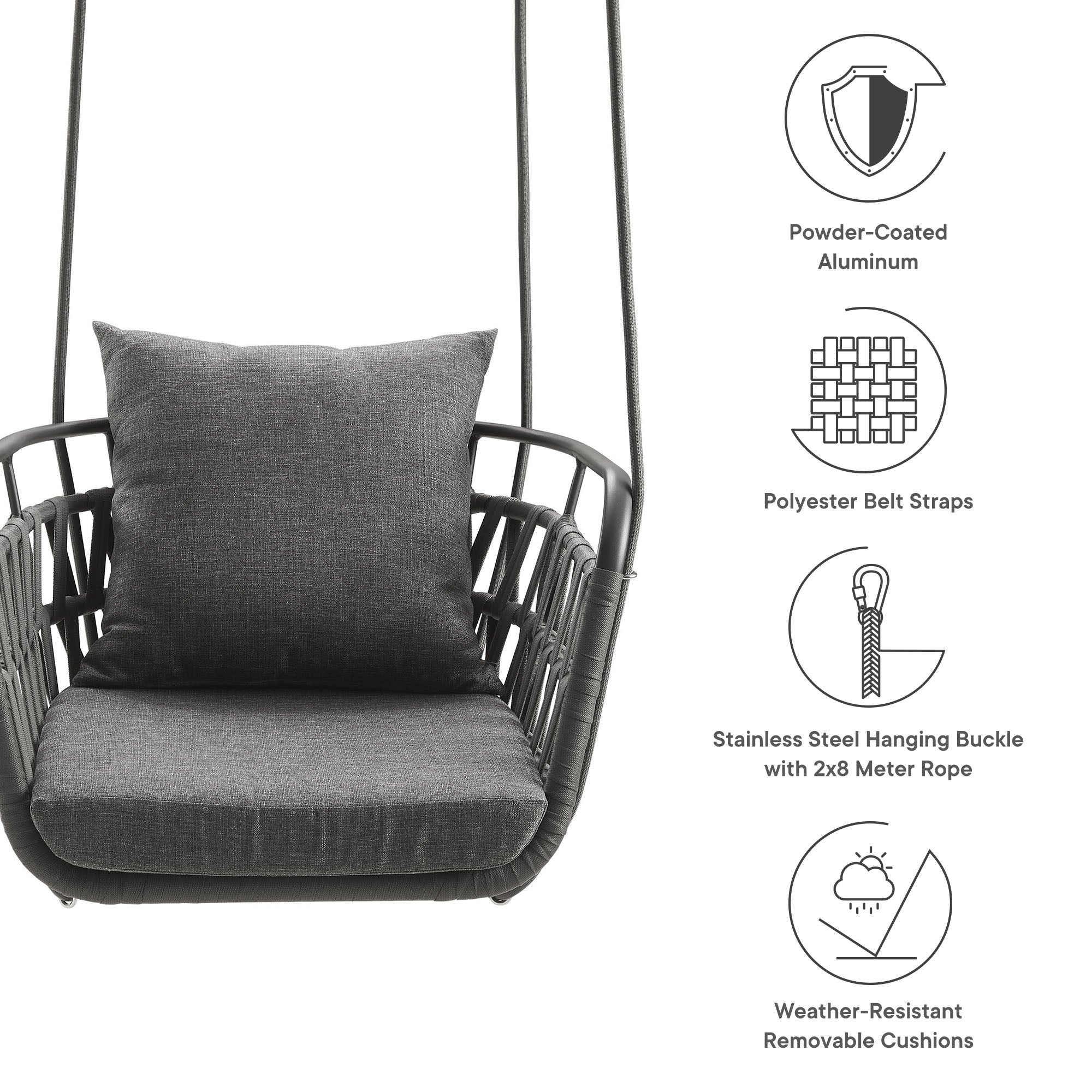 Kaliah Outdoor Patio Aluminum Swing Chair by Modway