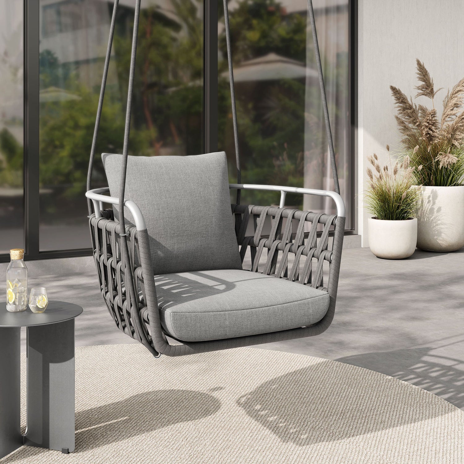 Kaliah Outdoor Patio Aluminum Swing Chair By HouseBean