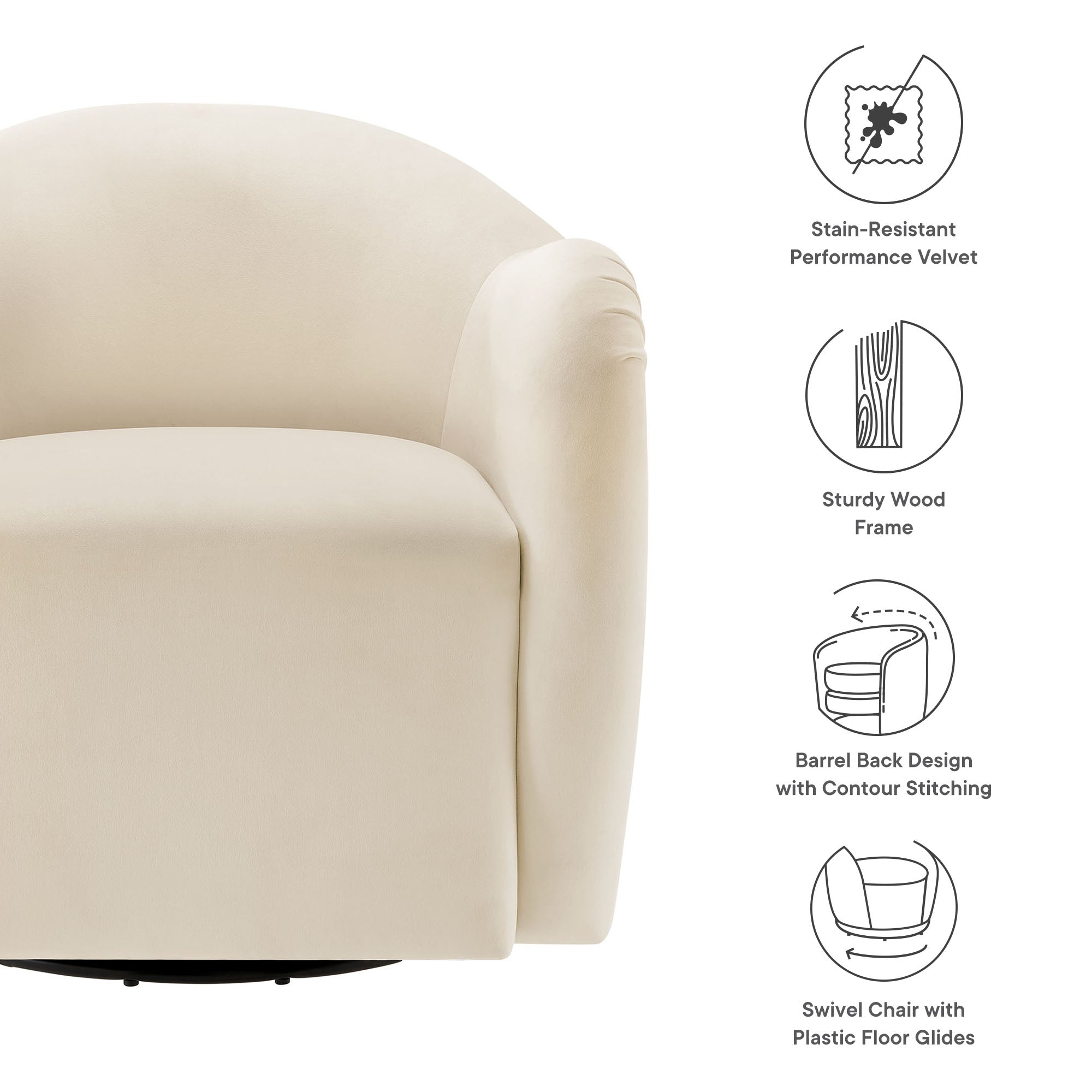 Compose Performance Velvet Swivel Armchair By HouseBean